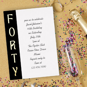 Handwritten 40th Birthday Black White and Gold