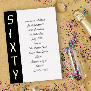 Handwritten 60th Birthday Black White and Gold