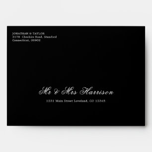 Handwritten Addressing Guest Black Wedding Envelope