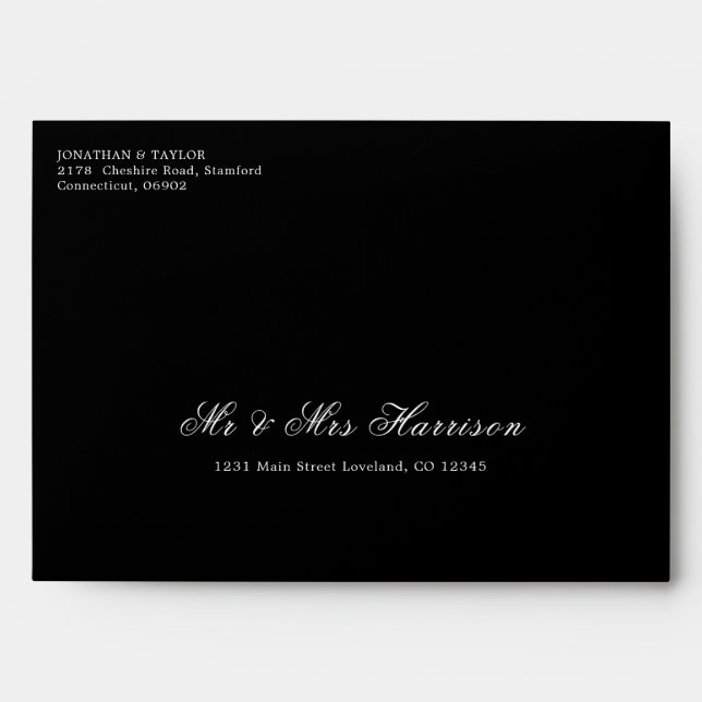 Handwritten  Addressing Guest Black Wedding Envelope (Front)