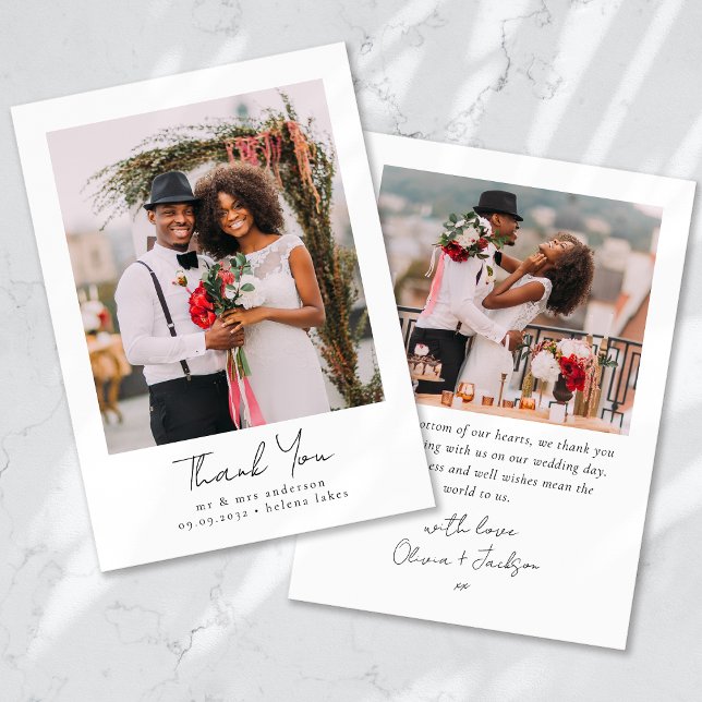 Handwritten Aesthetic Photo Wedding Thank You Card (Creator Uploaded)