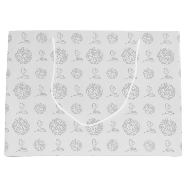 Handwritten All You Need is Love Patterned Large Gift Bag (Front)