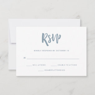 Handwritten and Modern   Dusty Blue Wedding RSVP Card