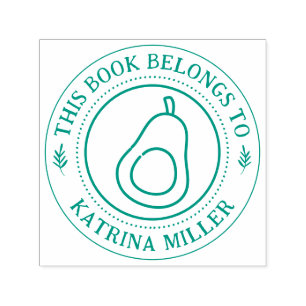 Handwritten Avocado Round Custom Library Self-inking Stamp