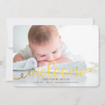 Handwritten Baby Birth Photo Announcement Card
