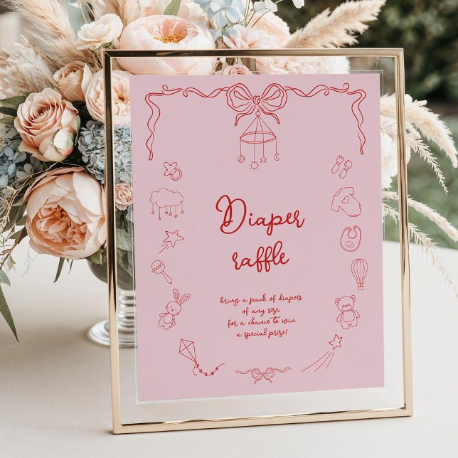 Handwritten Baby Shower, Girl Diaper Raffle Poster (Creator Uploaded)