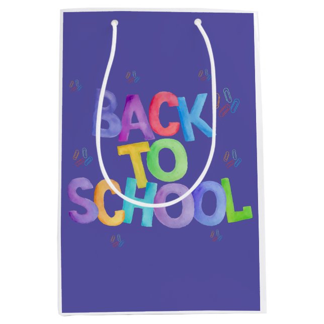 Handwritten Back to School Watercolors Design.  Medium Gift Bag (Front)