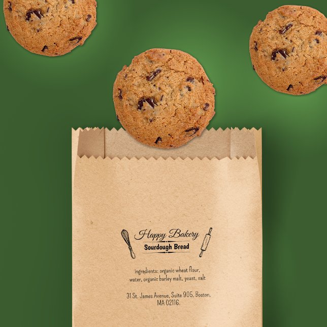 Handwritten Bakery Business Ingredients Elegant Rubber Stamp (Handwritten Bakery Business Ingredients Elegant Rubber Stamp)