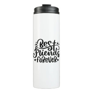 Handwritten Best Friends Forever Modern 2-Photo Thermal Tumbler