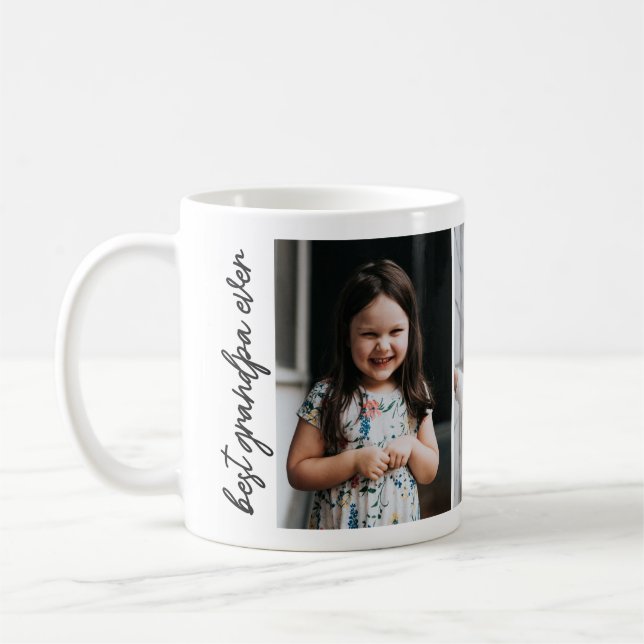 Handwritten Best Grandpa Ever 3-Photo Collage Coffee Mug (Left)