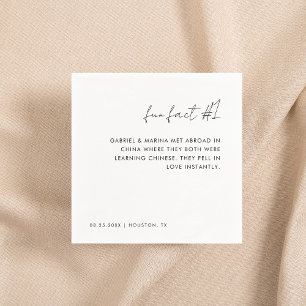 Handwritten Black and White Fun Fact # 1 Wedding Napkin