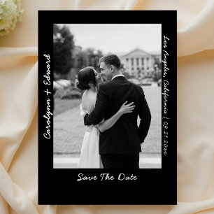 Handwritten Black Silver Wedding Save the Date 