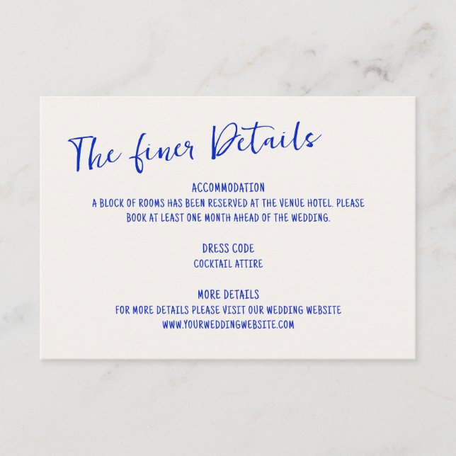 Handwritten Blue Squiggle Frame Wedding Enclosure Card (Front)