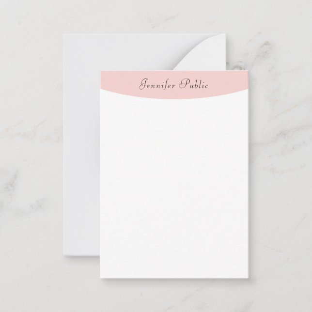 Handwritten Blush Pink White Elegant Trendy Modern Card (Front)