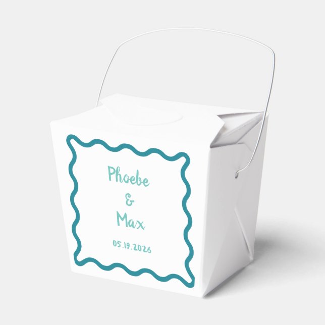 Handwritten Bold Whimsical Wavy Border Wedding  Favour Box (Front Side)