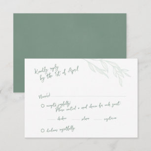 Handwritten Botanical Green RSVP Cards