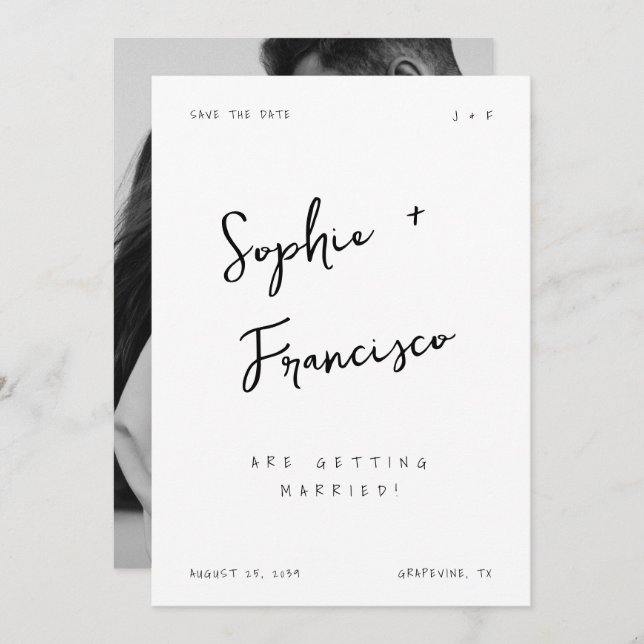 Handwritten Bride and Groom Names French Wedding Save The Date (Front/Back)