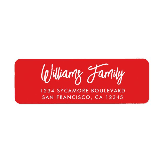 Handwritten Bright Red Family Return Address (Front)