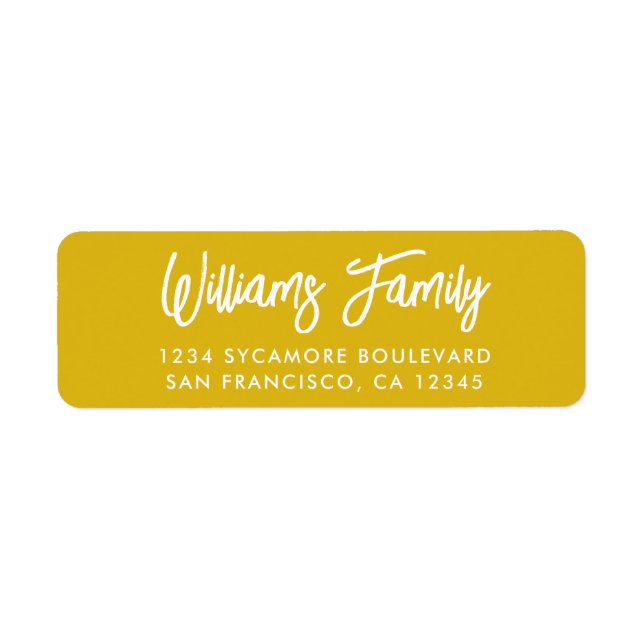 Handwritten Bright Yellow Family Return Address (Front)