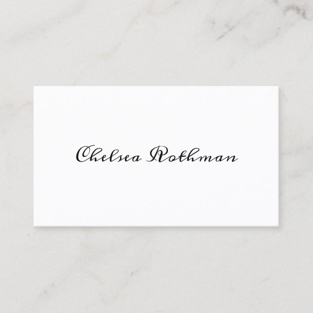 Handwritten Calligraphy Black White Minimalistic Business Card (Front)