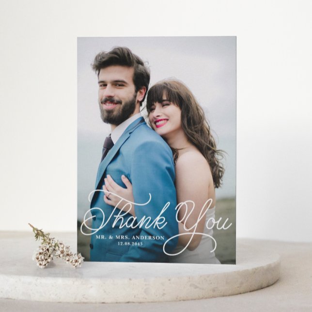 Handwritten Calligraphy Photo Wedding Thank You (Creator Uploaded)