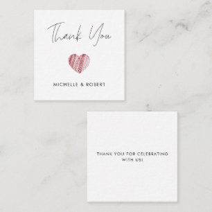 Handwritten Calligraphy Red Heart Thank You Card