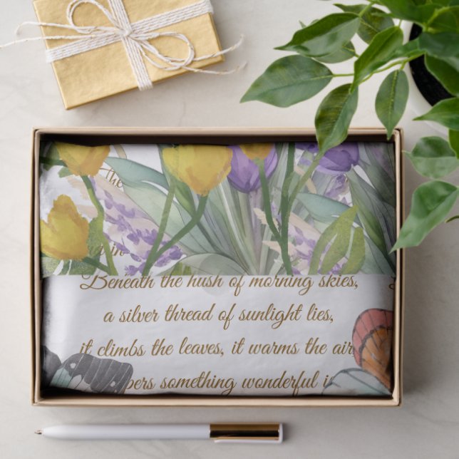 Handwritten calligraphy white Modern botanical Tissue Paper (Gift)