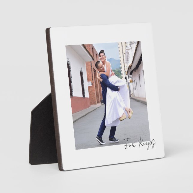 Handwritten Caption | For Keeps | Wedding Couple Plaque (Front)