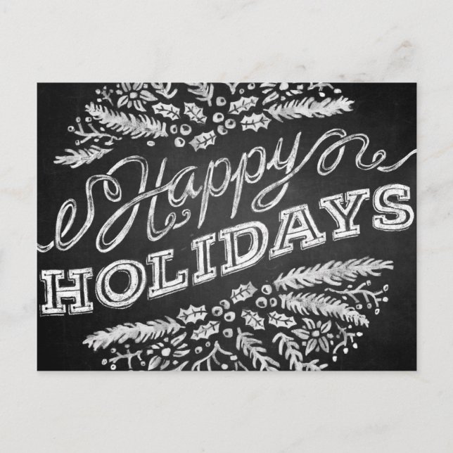 Handwritten Chalkboard Happy Holidays Postcard (Front)