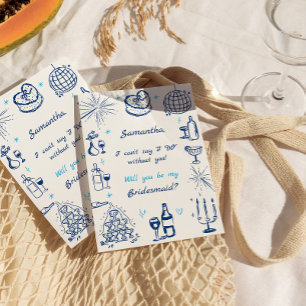 Handwritten Champagne Tower Bridesmaid Proposal In Invitation