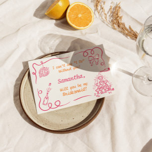 Handwritten Champagne Tower Bridesmaid Proposal Invitation