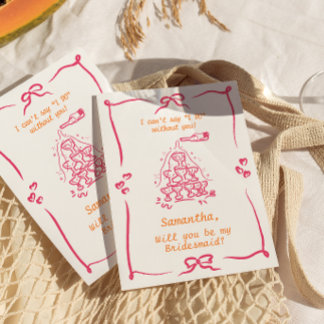 Handwritten Champagne Tower Bridesmaid Proposal Invitation