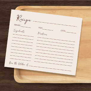 Handwritten Chic Brown Recipe For The Bride