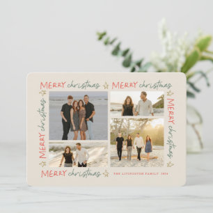 Handwritten Christmas Frame 4-Photo Card
