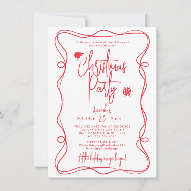 Handwritten Christmas Party Invitation (Front)