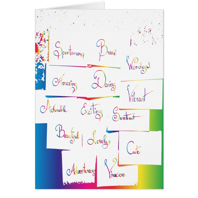 Handwritten Colourful Positive Inspirational words (Front)