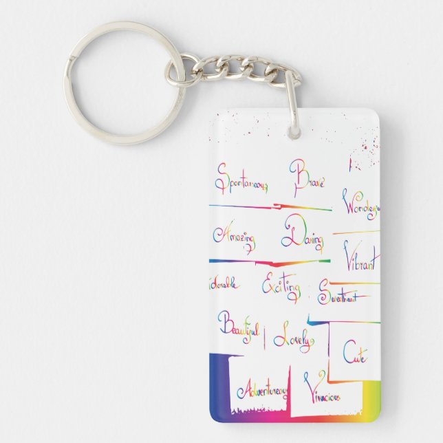 Handwritten Colourful Positive Inspirational words Key Ring (Front)