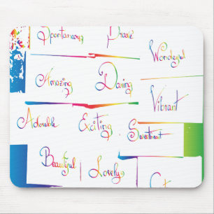 Handwritten Colourful Positive Inspirational words Mouse Mat