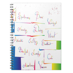 Handwritten Colourful Positive Inspirational words Notebook