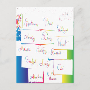Handwritten Colourful Positive Inspirational words Postcard