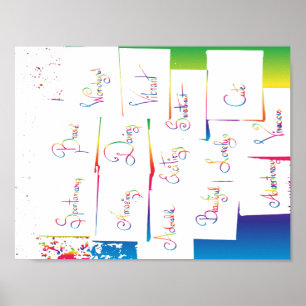 Handwritten Colourful Positive Inspirational words Poster