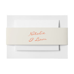 Handwritten Colourful Retro Whimsical Funky Weddin Invitation Belly Band