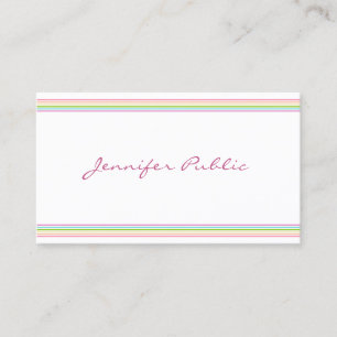 Handwritten Colourful Striped Modern Template Business Card