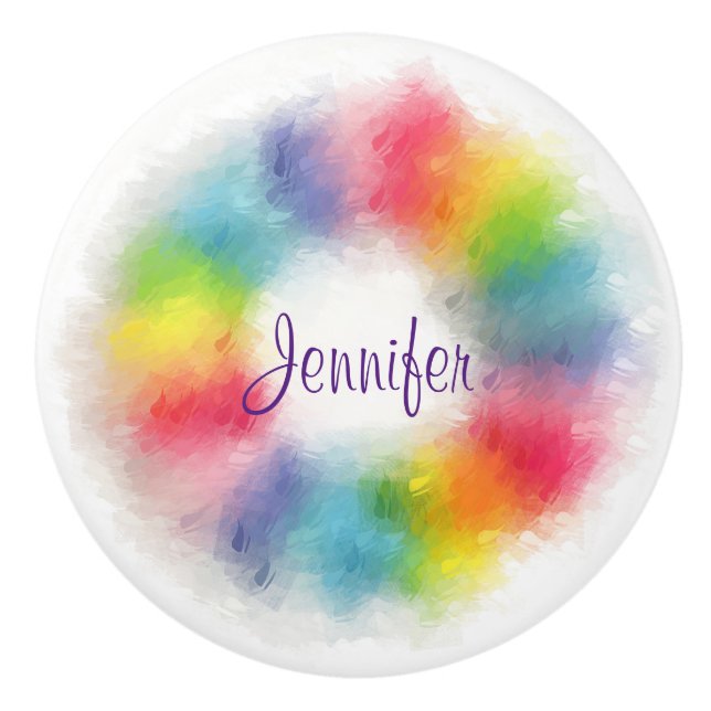 Handwritten Colourful Template Modern Elegant Ceramic Knob (Front)