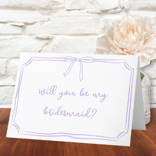 Handwritten Coquette Bow Bridesmaid Proposal Card
