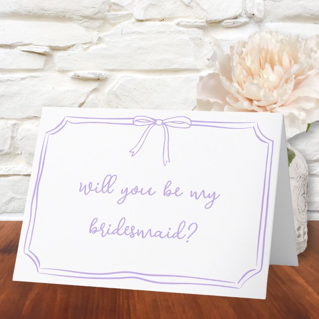 Handwritten Coquette Bow Bridesmaid Proposal Card (Creator Uploaded)