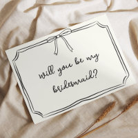 Handwritten Coquette Bow Chic Bridesmaid Proposal
