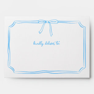 Handwritten Coquette Simple Whimsical Bow Blue  Envelope