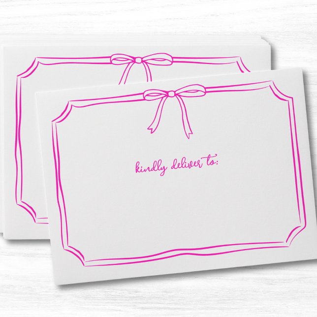 Handwritten Coquette Whimsical Bow Hot Pink Envelope (Creator Uploaded)