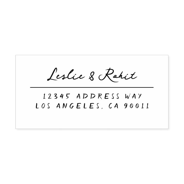 Handwritten Couple's Name and Address Wedding Self-inking Stamp (Design)